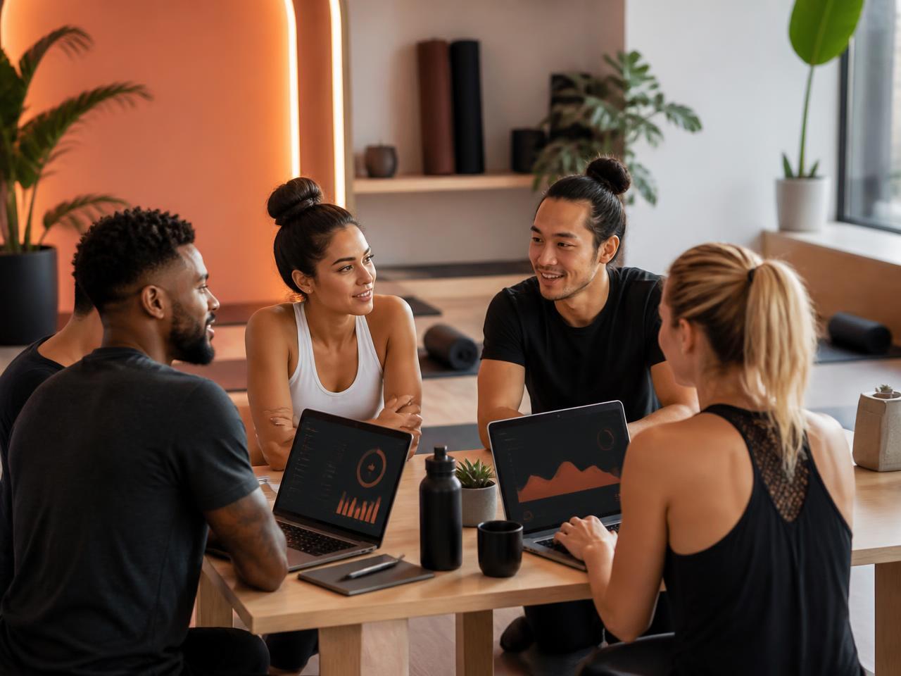 The Stream Healthiness team working together around a table