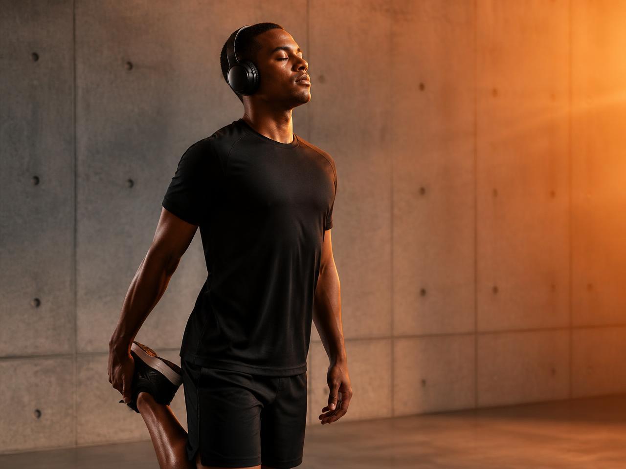 An athlete pausing between sets in a sunlit training space